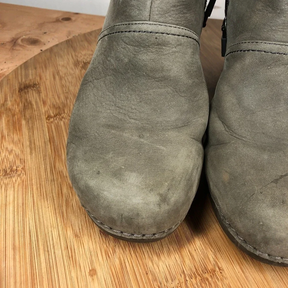 Dansko Shirley womens size 41 shoes brown leather wedge zip up ankle boots